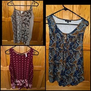 3 Women's Tank Top Lg. Beecarchil, Lg. Xhilaration, XL. Maurices